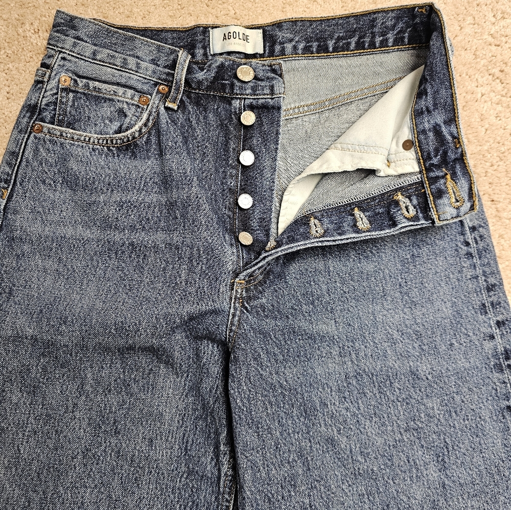 Agolde Blue Wide Leg Jeans - Picture 5 of 9